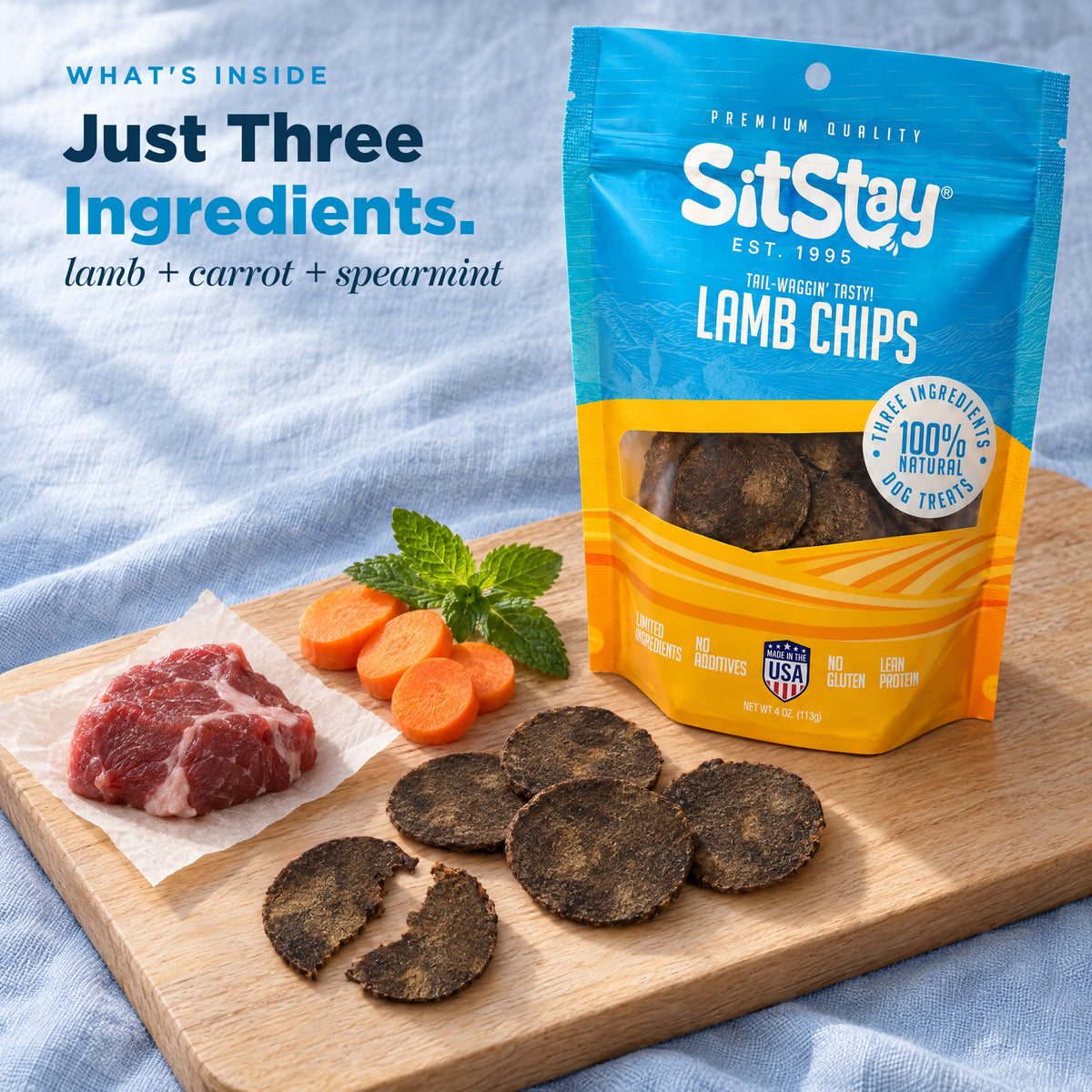 Just three ingredients: lamb, carrot and spearmint